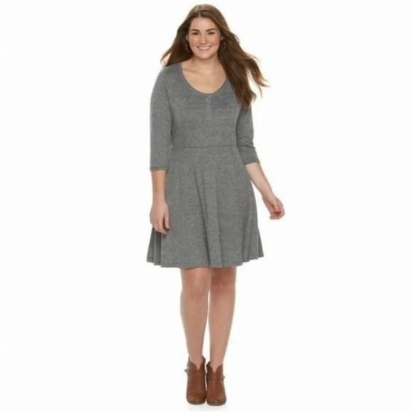 Cloud Chaser | Dresses | Cloud Chaser Long Sleeve Fit Flare Skater Sweater  Dress Size Xl Grey | Poshmark